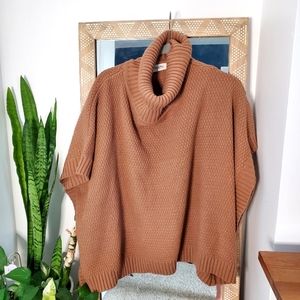 Impressions Taupe Poncho Cowl Neck Sweater